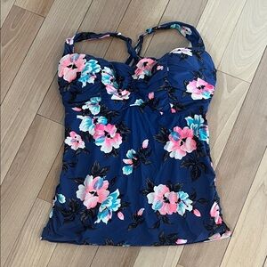 Floral Blue Tankini Top